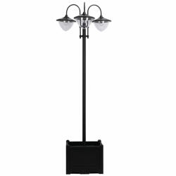 Osoam Napelemes kerti lámpa alappal, virágcserép funkció 60x55x189 cm vízálló 3 lámpabúrával rozsdamentes acél (SOLAR_LAMPA_60x55x189)