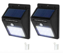 Green Energy 2 db napelemes mozgásérzékelős fali lámpa 4W 12 SMD LED beépített akkumulátorral mozgásérzékelővel (NAPELEMES_FALI_LAMPA_2DB_4W_CST)