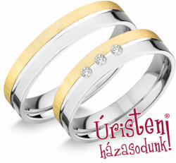 Úristen, házasodunk! Uhag057 Ezüst Karikagyűrű Cirkónia Kövekkel