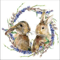 Ambiente Rabbit Wreath papírszalvéta 33x33cm, 20db-os