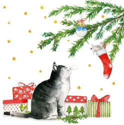 PPD Christmas Cat papírszalvéta 33x33cm, 20db-os