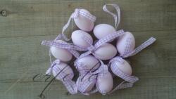 QX Szalagos lila húsvéti tojás függődísz szett, 10db, 3x4cm, műanyag