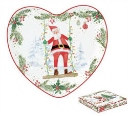 Easy Life Nuova R2S Joyful Santa porcelán szív tálca 20x19cm, díszdobozban