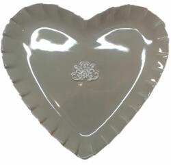 Artesania Szív alakú krémbarna kerámia kínáló tálka, 20x20cm