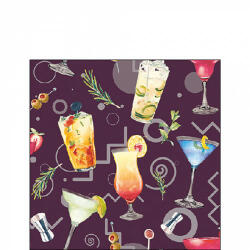 Ambiente Cocktail Party Aubergine papírszalvéta 25x25cm, 20db-os - perfectodekor