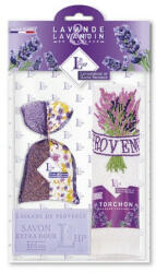 Lavanderaie De Haute Provence Levendulával töltött Bicolore Violet zsák 18g+levendulaszappan 100g+hímzett kéztörlő 40x60cm, pamut