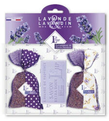 Lavanderaie De Haute Provence Levendulával töltött Bicolore Violet zsák 2db, 18g+levendulaszappan 100g