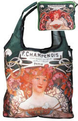 Fridolin Táska a táskában, polyester, Mucha: Champenois, 42x48cm, összehajtva: 16x13cm