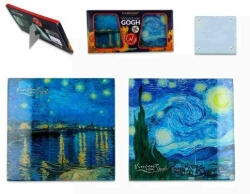 Hanipol Carmani Üveg poháralátét 2db-os szett, 10, 5x10, 5cm, Van Gogh: Csillagos éj/Rhone folyó felett