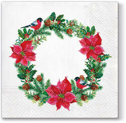 PAW Xmas Wreath papírszalvéta 33x33cm, 20db-os