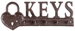 Clayre & Eef Öntöttvas fali kulcstartó 27x3x10cm, Keys
