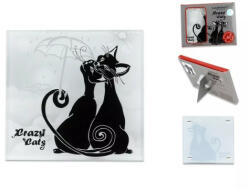 Hanipol Carmani Üveg poháralátét 10, 5x10, 5cm, fekete macskák párban