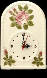 Vanilia Kerámia Romantikus rózsás óra, kerámia, kézzel festett-15x24x4cm