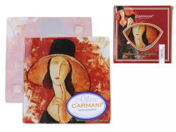Hanipol Carmani Üveg poháralátét 10, 5x10, 5cm, Modigliani: Jeanee Hebuterne kalapban