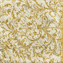 Ambiente Elegance Damask cream gold dombornyomott papírszalvéta 33x33cm, 15db-os