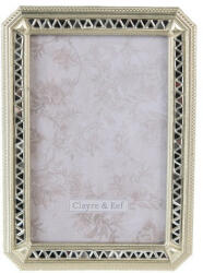 Clayre & Eef Ezüstös tükörkeretes képkeret, műanyag, 13x2x18/10x15cm