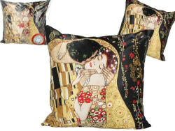 Hanipol Carmani Párna 45x45cm, polyester, Klimt: The Kiss fekete