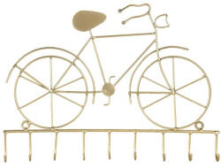 Clayre & Eef Fém kulcstartó fogas, bicikli 32x4x23cm, arany színű
