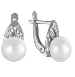 JVD Cercei eleganți din argint cu zirconii si perle SVLE0992XH2P100
