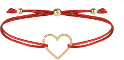 Troli Brățară șnur charm cu o inimă - șnur roșu / accesoriu inimă placat cu aur