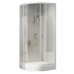 Sanimix Íves zuhanykabin csíkos üveggel, fehér profillal, zuhanytálcával 80x80 cm (22.1502White-80)