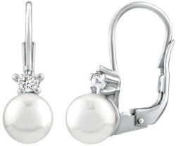 Silvego Gyengéd ezüst fülbevalók fehér Swarovski gyönggyel SILVEGO35037W - vivantis