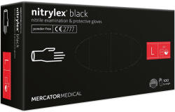 Mercator Medical Nitrylex Black púdermentes FEKETE nitril kesztyű, L-méret, 100db/doboz