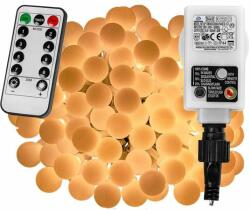 Voltronic Kültéri LED fényfüzér gömb izzókkal - 10m - 100 LED, meleg fehér (30101014)
