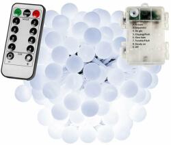 Voltronic Kültéri LED elemes fényfüzér gömb izzókkal - 20m - 200 LED, hideg fehér (30101126)