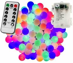 Voltronic Kültéri LED elemes fényfüzér gömb izzókkal - 10m - 100 LED, színes (30101124)
