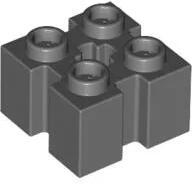 LEGO® 90258c85 - LEGO sötétszürke kocka 2 x 2 méretű, oldalain bevágással és tengely csatlakozóval (90258c85)