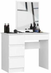 Artool Sminkasztal, 4 fiókos, bal, tükörrel, fehér, 90x50x77 / 142 cm (ART-167209-AK)