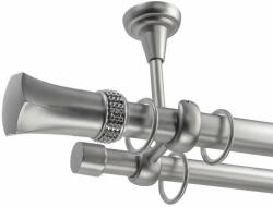 Pluto Dupla Függönyrúd - Fém, Ezüst - 360 cm