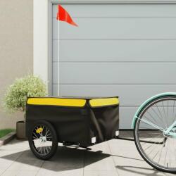 vidaXL fekete-citromsárga vas teherszállító kerékpár utánfutó 45 kg (94085)