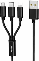 REMAX Gition USB-A apa - Lightning/Micro USB/USB-C apa Töltőkábel - Fekete (1.15m) (RC-131TH)