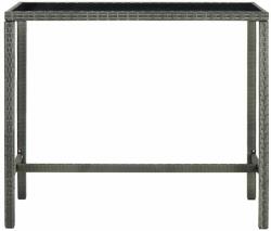 vidaXL Szürke polyrattan és üveg kerti bárasztal 130 x 60 x 110 cm (313462) - pepita
