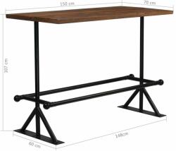 vidaXL sötétbarna újrahasznosított fa bárasztal 150 x 70 x 107 cm (245384) - pepita