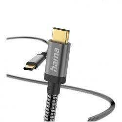 Hama Cablu de date Metal, USB-C - USB-C, 1.5m, Gray (00201550)