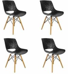 Jumi Skandináv stílusú székek, PP, fa, max 100 kg, fekete, 4 db-os kés (CM-910751S)