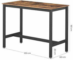 VASAGLE Bárasztal / magas asztal - Vasagle Loft - 120 x 60 cm (LBT91X)