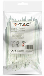 V-TAC fehér, műanyag gyorskötöző 2.5x100mm, 100db/csomag - SKU 11159 (13153)