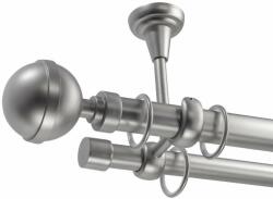  Odiseu Dupla Függönyrúd - Fém, Ezüst - 400 cm
