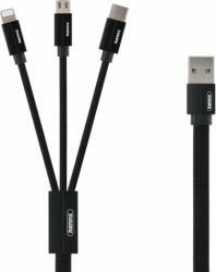 REMAX Kerolla RC-094TH USB-A apa - Lightning/Micro USB/USB-C apa 2.0 Adat és töltőkábel - Fekete (2m) (RC-094TH)