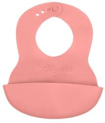 BABYONO Bavetă din plastic moale cu buzunar fără BPA roz 6m+ (AGS835-04-BO)