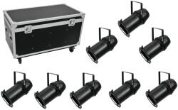 EUROLITE Set 8x LED PAR-64 COB 3000K 100W Zoom bk + Case (20000578)
