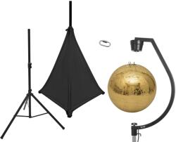 EUROLITE Set Mirror ball 50cm gold with stand and tripod cover black (20000707) - mangosound