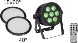 EUROLITE Set LED IP PAR 7x8W QCL Spot + 2x Diffuser cover (15x60° and 40°) (20000670) - mangosound