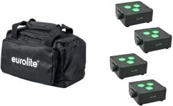 EUROLITE Set 4x AKKU IP Flat Light 3 bk + Soft Bag (20000861)