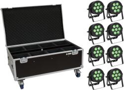 EUROLITE Set 8x LED IP PAR 7x8W QCL Spot + Case with wheels (20000887)