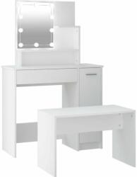 vidaXL Fehér szerelt fa fésülködőasztal-szett led-ekkel (3114115) - pepita